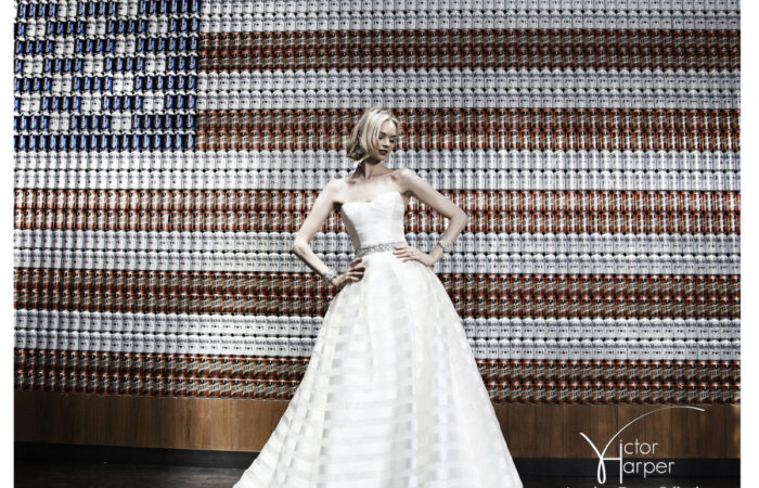 high Fashion model wearing Victor Harper wedding dress photograph taken at the dream hotel in NYC for a campaign by Michael William Paul